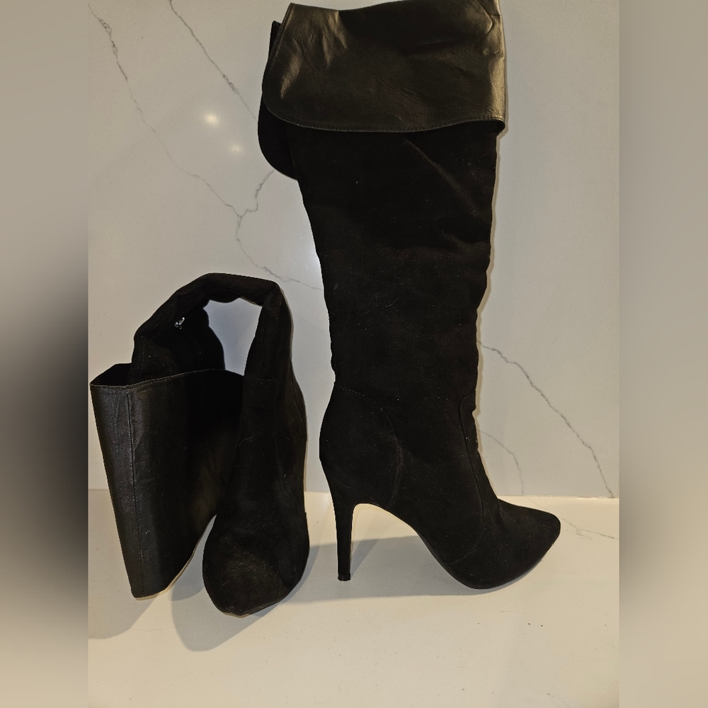 JUSTFAB tall black suede boots